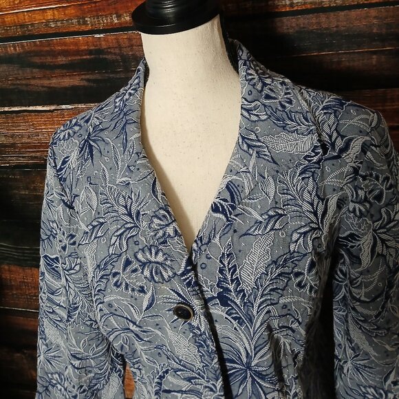 Chico's Blazer Jacket Size 1 US M Embroidered Botanical Button Front - Picture 3 of 10